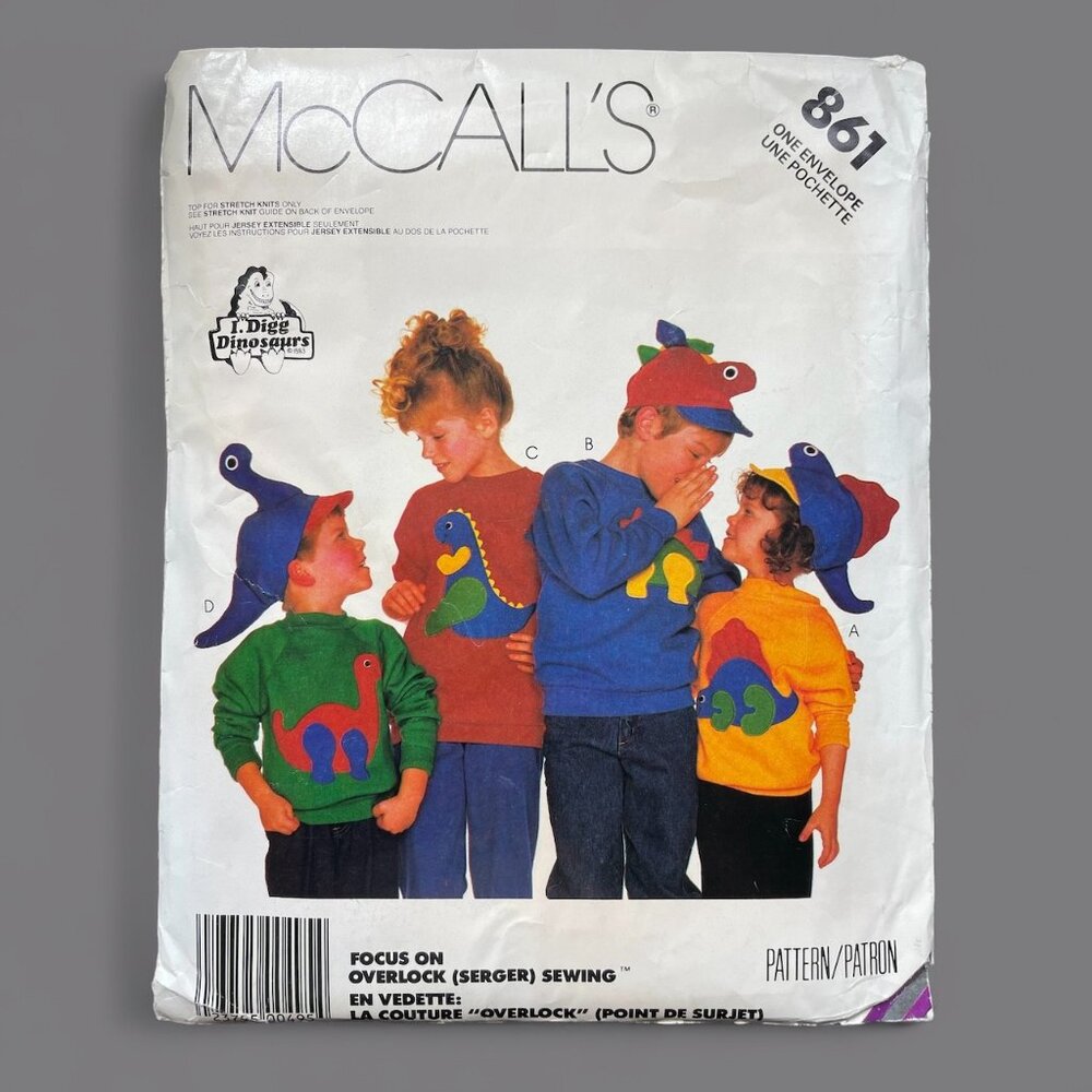 1987 McCall's Sewing Pattern Children's Sweatshirt Hats w Applique FF Uncut
